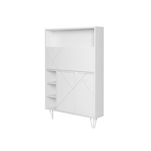 nexera 611003 slim bar cabinet, secretary bookcase desk with storage