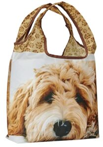 o-witz reusable grocery bags | vibrant tote bag for groceries, gym, beach gear, toys & more | washable design with large handles for maximum convenience | folds into a small pouch, dog goldendoodle