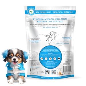 HappyTails Canine Wellness, Jazzy Jerky, Natural 95% Beef Jerky Treats, Healthy Dog Treats Made in USA, Gut & Immune Health, Skin & Coat, Small-Large Dogs, 5 oz