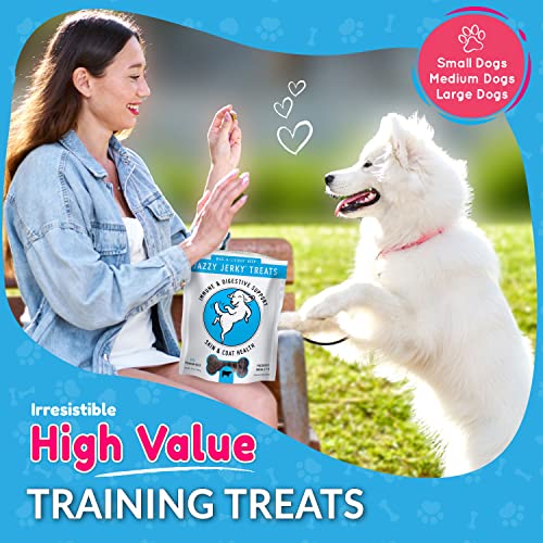 HappyTails Canine Wellness, Jazzy Jerky, Natural 95% Beef Jerky Treats, Healthy Dog Treats Made in USA, Gut & Immune Health, Skin & Coat, Small-Large Dogs, 5 oz