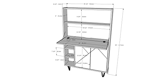 Nexera 611057 Slim Bar Cabinet, Secretary Bookcase Desk with Storage