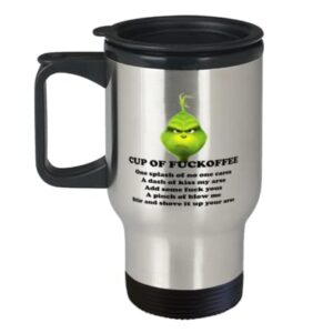 AppreciationGifts The Grinch Fuckoffee Coffee Travel Mug - Cup of fuckoffee, Funny Rude Gifts Idea, Office Anniversary Birthday Christmas Mug