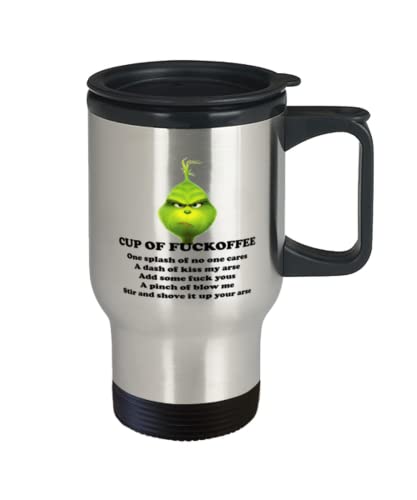 AppreciationGifts The Grinch Fuckoffee Coffee Travel Mug - Cup of fuckoffee, Funny Rude Gifts Idea, Office Anniversary Birthday Christmas Mug