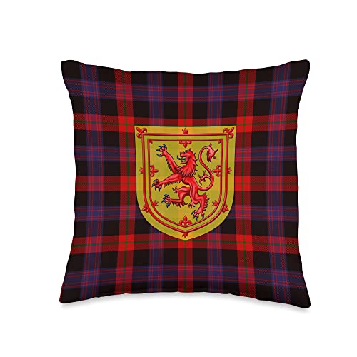 Scottish Tartan Family Celtic Plaids Brown Tartan Scottish Plaid Lion Rampant Throw Pillow, 16x16, Multicolor