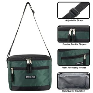 6 Can Cooler Bags Insulated Soft Cooler Lunch Bag for Men, Waterproof Leak Proof Cooler Bags Insulated (Black on Green)