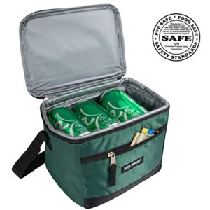 6 Can Cooler Bags Insulated Soft Cooler Lunch Bag for Men, Waterproof Leak Proof Cooler Bags Insulated (Black on Green)