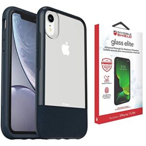 otterbox statement series for iphone xr case with zagg screen protector, extreme shatter protection - bundle - (clear/dark jade)