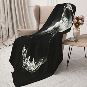 Shark Black Blanket Soft Fleece Throw Blanket Plush Weighted Blankets for Couch Bed Living Room