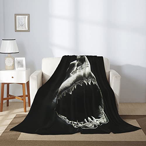 Shark Black Blanket Soft Fleece Throw Blanket Plush Weighted Blankets for Couch Bed Living Room