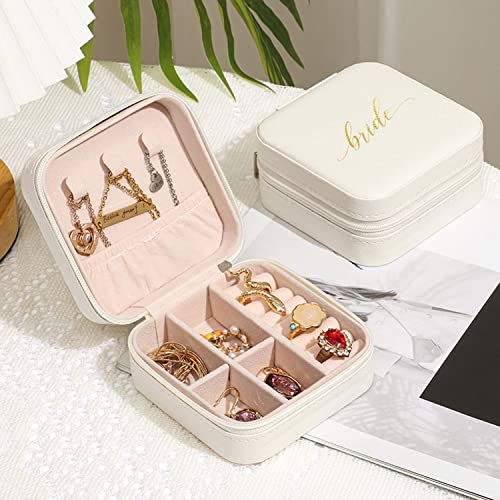 Set of 6 - Bridesmaid Gifts Jewelry Box | Bride Tribe Travel Jewelry Organizer for Bridesmaid Boxes | Earring, Necklace & Ring Holder | Wedding Bachelorette Party Favors & Bridesmaid Proposal Boxes