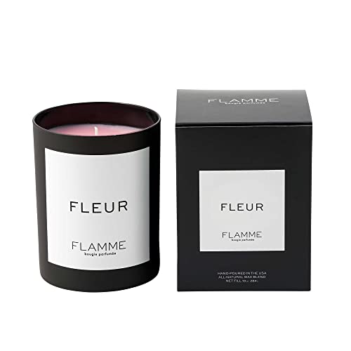 FLAMME Candle Co. Fleur | Peony & Blush Suede Scent | 10 oz | 60 Hour Burn Time | Luxury Candle with Colored Wax | All Natural Soy