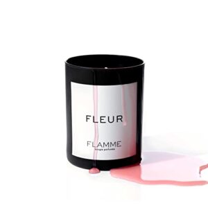 FLAMME Candle Co. Fleur | Peony & Blush Suede Scent | 10 oz | 60 Hour Burn Time | Luxury Candle with Colored Wax | All Natural Soy