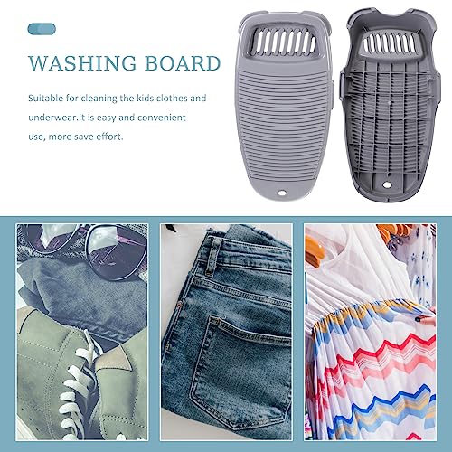 Cabilock Non- Slip Washboard Plastic Hand Washing Board Underwear Washboard Mini Laundry Wash Board Clothes Washing Tool for Home Household (17.3x9.4 inch, Grey)