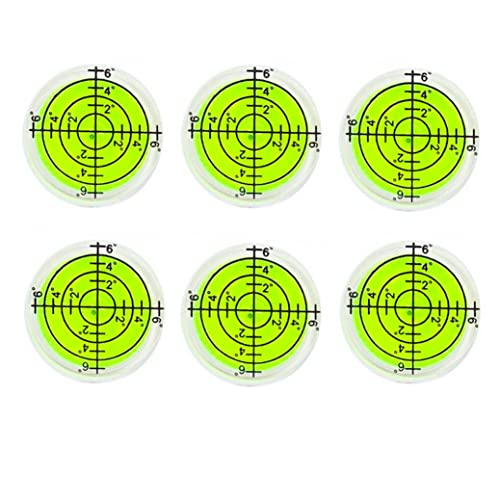 6Pcs Circular Bubble Spirit Levels RV Levelers 32mm RV Standard Levels Leveling Tools for Travel Trailer, Turntable, Phonograph, Camera, Tripod (32x7mm)