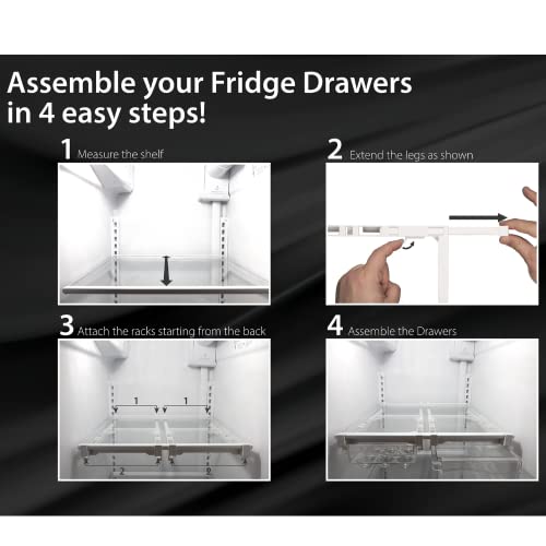 Fridge Storage Container And Egg Holder For Refrigerator, 2-pack clear organizer bins, set for soda, fruit, vegetables, under shelf, Egg Organizer, stackable drawers