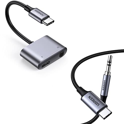 UGREEN USB C to 3.5mm Headphone and Charger Adapter and 3FT USB C to Aux 3.5mm Audio Adapter Bundle