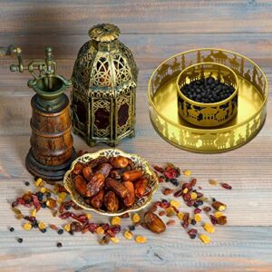 Ramadan Home Decoration 3 Pieces Ramadan Decor Ramadan Trays Moon Ramadan Tray Set Eid Mubarak Plates Food Storage Containers for Eid and Eid Al-adha Ramadan Activity Party Favor, Gold