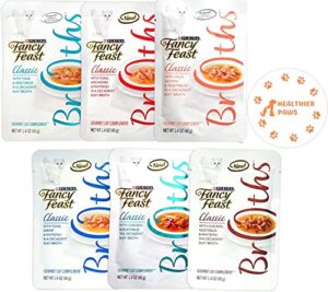 healthier paws fancy feast gourmet broths variety pack for cats - 6 classic flavors, 1.4 oz each (12 total pouches) sticker