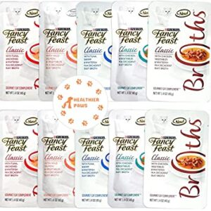 Healthier Paws Fancy Feast Gourmet Broths Variety Pack for Cats - 6 Classic Flavors, 1.4 Oz Each (12 Total Pouches) Sticker