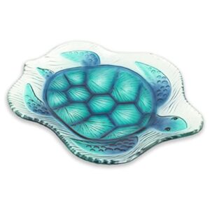 boston international glass serving plate, sea turtle 12 x 10-inches