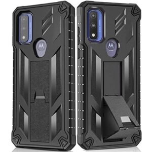 for Motorola Moto G Pure Case: Military Drop Proof Protection Rugged Protective Heavy Duty Shockproof TPU Grade Matte Textured Bumper Design Armor Phone Cover with Kickstand - Black