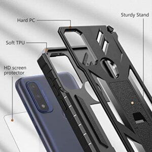 for Motorola Moto G Pure Case: Military Drop Proof Protection Rugged Protective Heavy Duty Shockproof TPU Grade Matte Textured Bumper Design Armor Phone Cover with Kickstand - Black