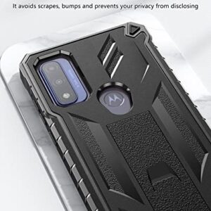 for Motorola Moto G Pure Case: Military Drop Proof Protection Rugged Protective Heavy Duty Shockproof TPU Grade Matte Textured Bumper Design Armor Phone Cover with Kickstand - Black