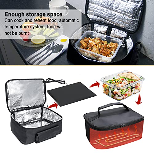 Portable Food Warmer, Portable Oven for Car Lunch Box 12V Heated Lunch Boxes for Car Work, Trip, Camping Personal Food Heater (Black)