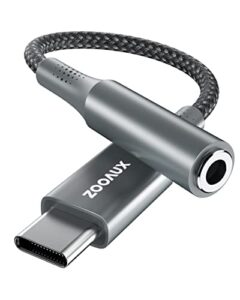 zooaux usb type c to 3.5mm female headphone jack,usb c to aux audio dongle cable cord for pixel 4 3 xl,samsung s22 s21 s20 s20+ note 20 10 (1 pack, grey)