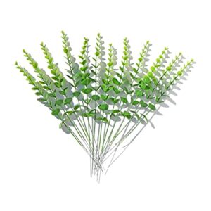 Mandy's 12pcs Green Artificial Eucalyptus Leaves with Individual Stem for Flower Bouquet Centerpiece Home Wedding Decorations