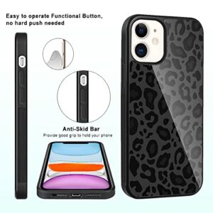 TEAUGHT Compatible with iPhone 11 Case 6.1 inch, Cute Pattern Black Leopard + Screen Protector Tire Shockproof Cover, Designed for iPhone 11 Case for Girls Women