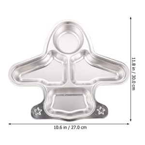 Hemoton Snack Steel Plates Stainless Steel Divided Dinner Plate Airplane Shaped Divided Dinner Tray Platter Food Serving Tray for Adults Picky Eaters Campers Stainless