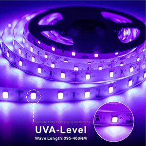 AIMEOKO LED Black Light Strip Kit,32.8ft 600 LEDs 12V Flexible UV Blacklight Fixtures for Indoor Bedroom Decoration,Fluorescent Dance Party,Wedding,Birthday,Halloween,Body Paint,Non-Waterproof