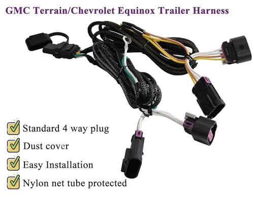 Oyviny Custom 4 Pin 56094 Trailer Wiring Harness for 2010-2017 GMC Terrain/Chevrolet Equinox, Terrain Trailer Hitch Wiring Kit