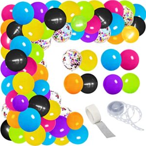 90s 80s 70s 60s 50s theme party decorations balloon garland arch kit, 117pcs colorful 90's 80's 70's 60's 50's throwback party balloon arch supplies kit for retro hip hop birthday party