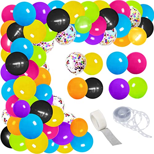 90s 80s 70s 60s 50s Theme Party Decorations Balloon Garland Arch Kit, 117pcs Colorful 90'S 80'S 70'S 60'S 50'S Throwback Party Balloon Arch Supplies Kit for Retro Hip Hop Birthday Party