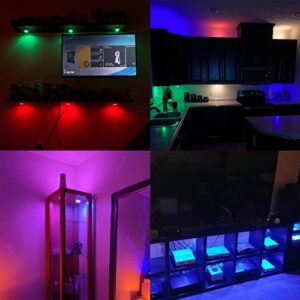 UYICOO LED Puck Lights with Remote Control, Wireless Color Changing Dimmable Under Cabinet Lighting, 3500K USB Rechargeable Battery Lights with Timing, Under Counter Lights for Closet