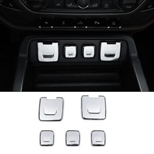 rt-tcz cigarette lighter port usb charging power socket base lid trim cover interior abs accessories for chevrolet silverado gmc 2014-2018 chrome 5pcs