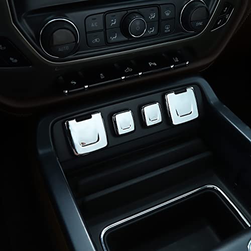 RT-TCZ Cigarette Lighter Port USB Charging Power Socket Base Lid Trim Cover Interior ABS Accessories for Chevrolet Silverado GMC 2014-2018 Chrome 5PCS