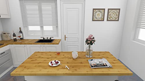 Home Soft Things Eco-Friendly Natural Bamboo Thick Tabletop, Parallel Pressure, 60" x 30" x 1.375" H, Boonliving Rectangular Rustic Solid Wood Slab Desk Table Top Countertop for Home and Office