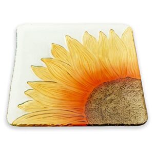 boston international glass serving plate, 10 x 10-inches, sunflowers