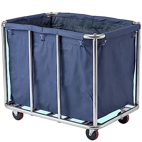 XIJIXILI Laundry Basket with Wheels,Heavy Duty Commercial Laundry Cart 12 Bushel (400L) Large Industrial Rolling Laundry Cart Hamper with Removable Liner Bag 300 LBS Weight Capacity