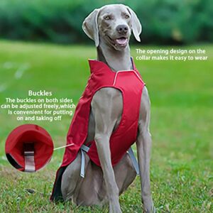 FamilyQL Dog Coat Water-Resistant Windproof with Reflective Trim Dog Jacket Warm Fleece Lined Anti-Tear Adjustable Outdoor Dog Clothes for Small Medium Large and Extra Large Dogs (Grey, Medium)