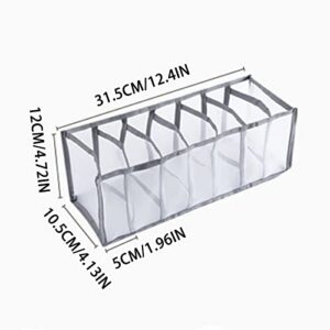 Underwear Storage Boxes Compartment - Mesh Underwear Socks Storage Box,Foldable Closet Clothes Dividers, for Bras Socks Underpants Panties and Ties Organization (7, Gray)