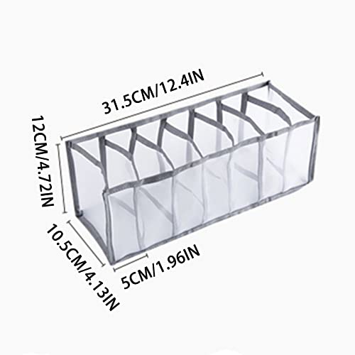 Underwear Storage Boxes Compartment - Mesh Underwear Socks Storage Box,Foldable Closet Clothes Dividers, for Bras Socks Underpants Panties and Ties Organization (7, Gray)