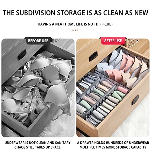 Underwear Storage Boxes Compartment - Mesh Underwear Socks Storage Box,Foldable Closet Clothes Dividers, for Bras Socks Underpants Panties and Ties Organization (7, Gray)