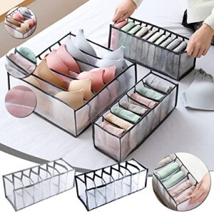 Underwear Storage Boxes Compartment - Mesh Underwear Socks Storage Box,Foldable Closet Clothes Dividers, for Bras Socks Underpants Panties and Ties Organization (7, Gray)