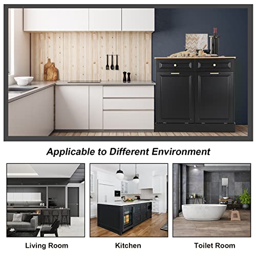 UEV Double Kitchen Trash Cabinets,Two Tilt Out Trash Cabinets with Solid Hideaway Drawers,Free Standing Wooden Kitchen Trash Can Recycling Cabinet Trash Can Holder (Black)