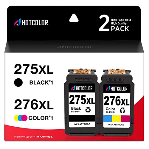 HOTCOLOR Printer Ink 275 276 XL Replacement for Canon 275 and 276 Ink Cartridges XL PG-275XL/CL-276XL for Canon PIXMA TS3522 TS3520 TR4720 (1+1, 2 Pack)