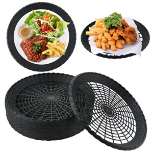 WYOMER 15 Pack 10'' White Plastic Paper Plate Holder, Hollow Paper Plate Special Holder,Imitation Rattan Weaving Reusable Plate Holder (Black)